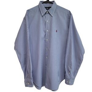 Vintage Polo Ralph Lauren Mens Shirt Blue Red Pony Plaid Classic Fit 16 34/35
